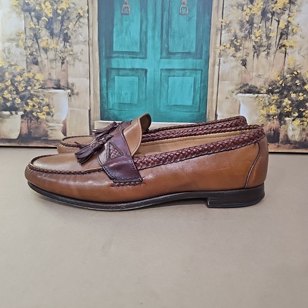 ALLEN EDMONDS MAXFIELD Tassel Loafers Shoes COGNAC BROWN ROPE Men's 10.5 D